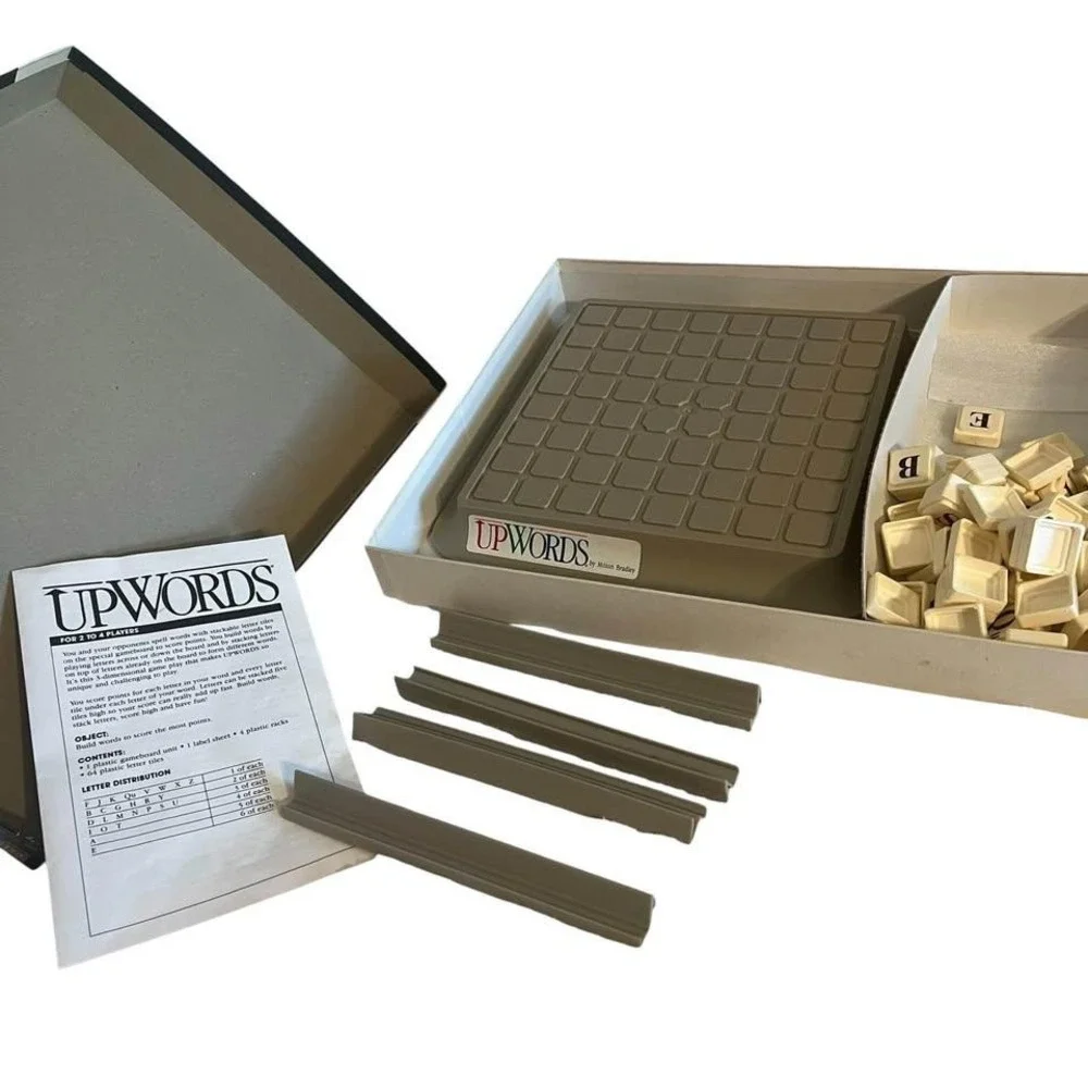 Upwords Board Game Milton Bradley Vintage COLLECTIBLE 1988 Complete 8x8‎ GRID